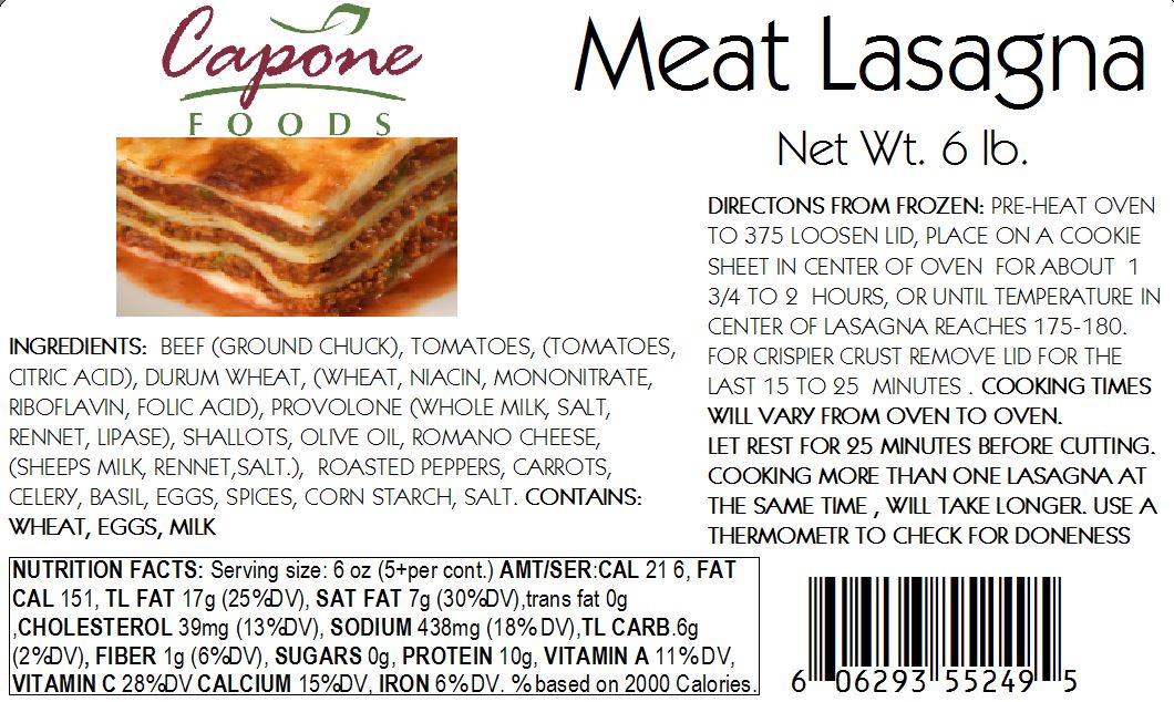 Lasagna - Meat, 6lbs. * STORE PICK UP ONLY